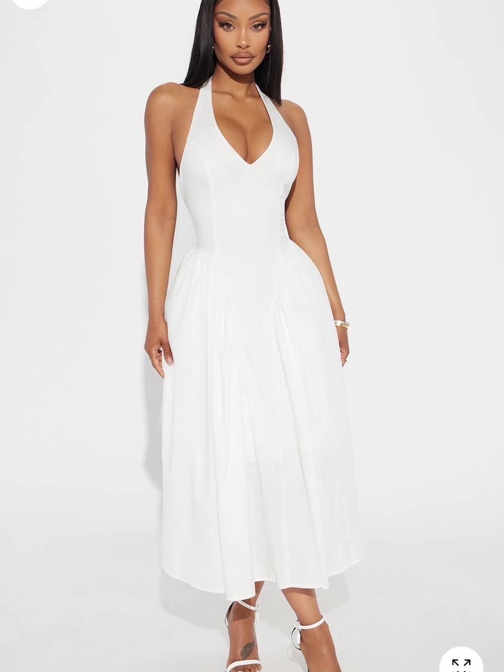 Fashion Nova White Halter Midi Dress